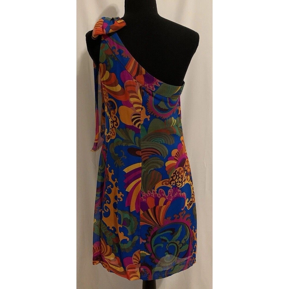 BANANA REPUBLIC Trina Turk Womens Size 2 Silk Dress Coachella One Shoulder - Picture 2 of 7